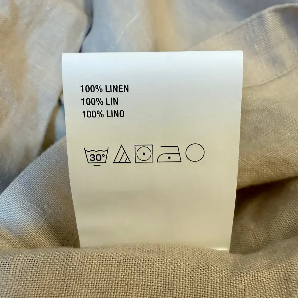 Crate & Barrel Aire Natural European 100% Linen Pillowcases Flax Beige Set of 2